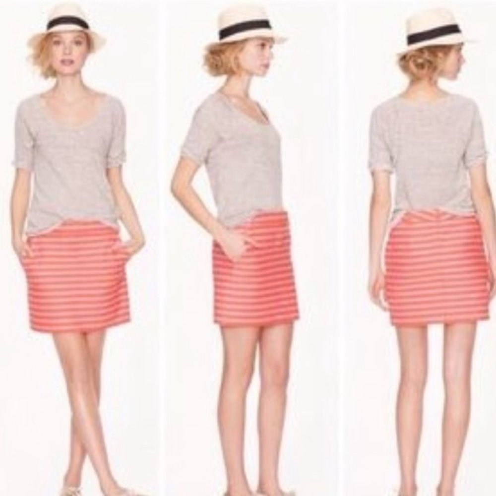 Pink Orange Textured Stripe Mini Skirt NWT